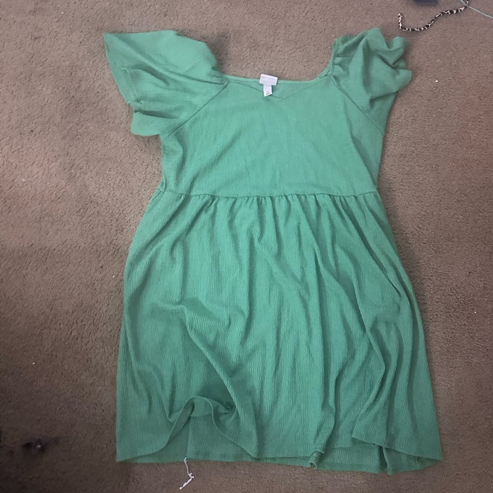 Green Flutter Sleeve Dress